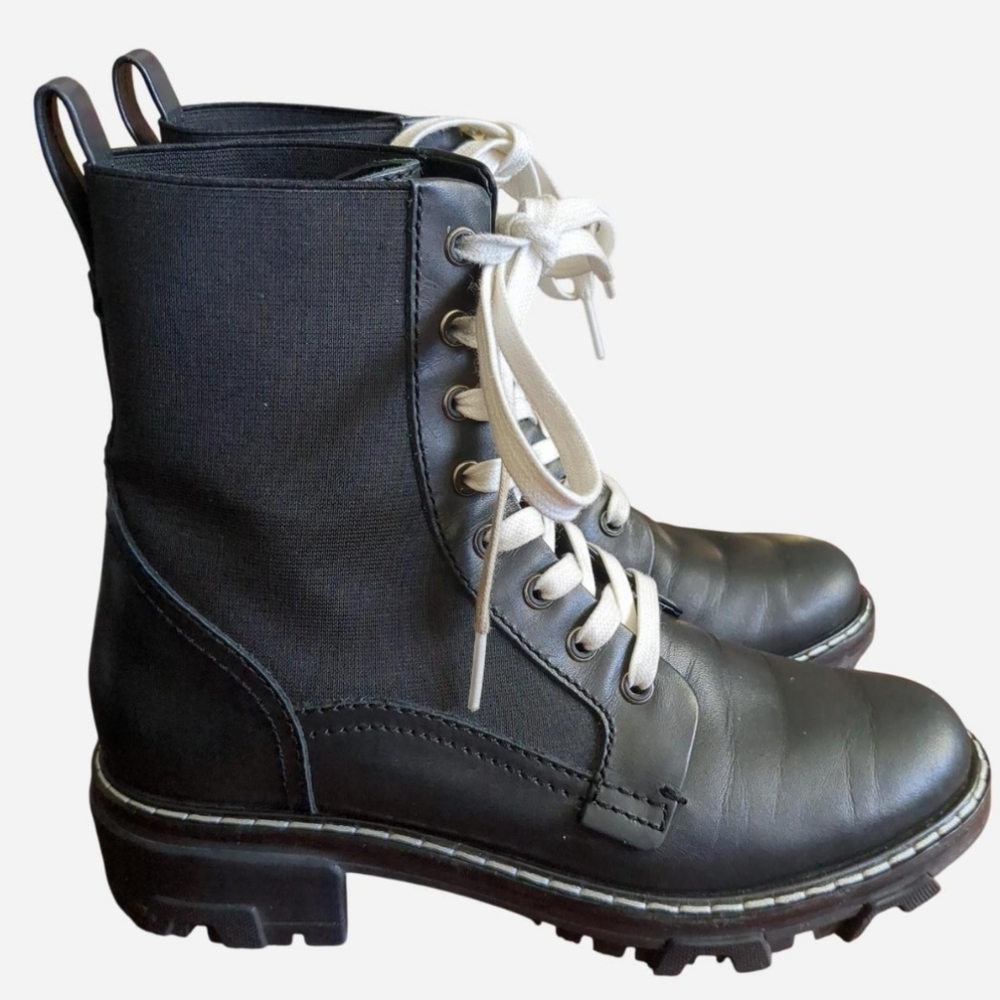 rag & bone Shiloh Leather Combat Boots – Black – Size 38 - Picture 5 of 11